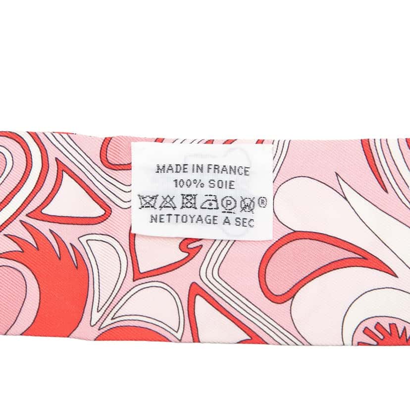 Hermès Folklore Silk Twilly Scarf Pink Very good condition - Back View