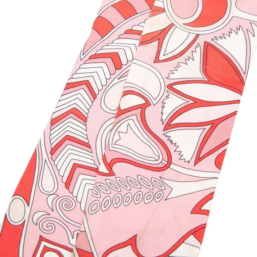 Hermès Folklore Silk Twilly Scarf Pink Very good condition - Inside View
