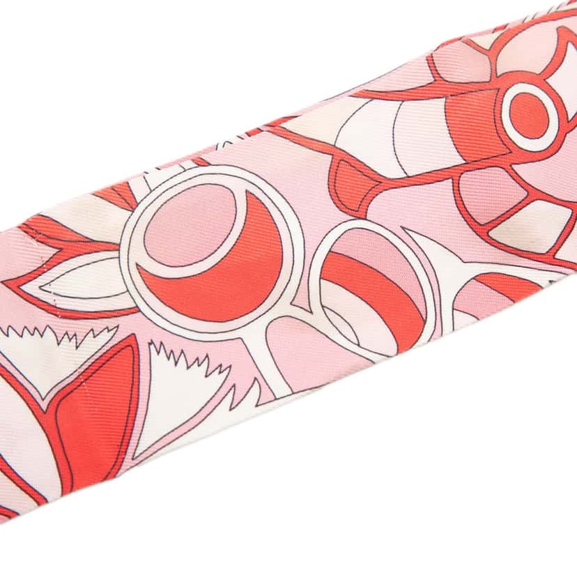 Hermès Folklore Silk Twilly Scarf Pink Very good condition - Box View
