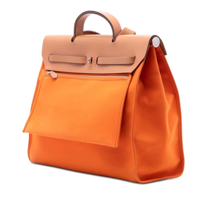 Hermès Toile Herbag Zip 39 Orange Very good condition - Back View