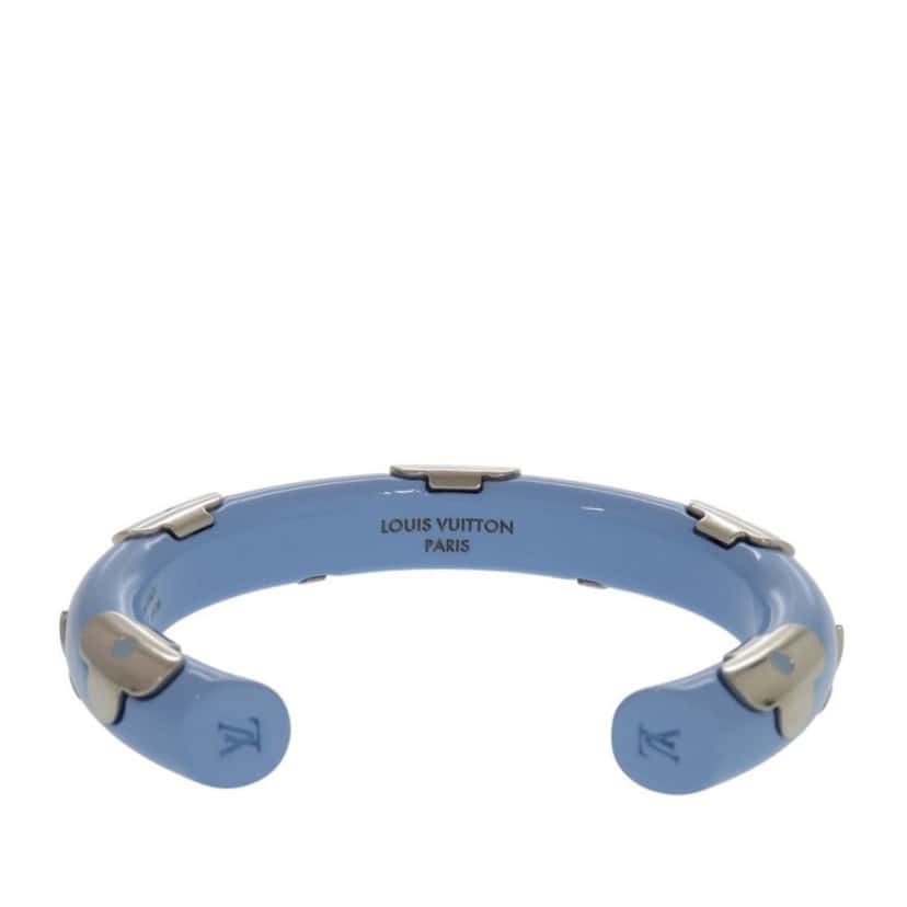 Louis Vuitton Resin and Brass Daily Monogram Cuff Bracelet Blue Plastic Very good condition - Model View