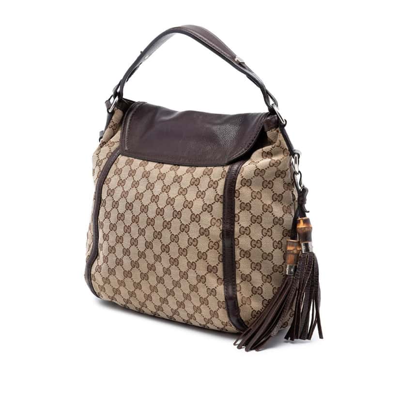 Gucci Large GG Canvas Techno Horsebit Satchel Beige Very good condition - Back View