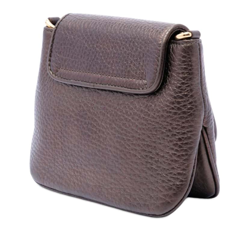 Gucci Small Metallic Pebbled Calfskin 1973 Chain Crossbody Brown Leather Very good condition - Back View