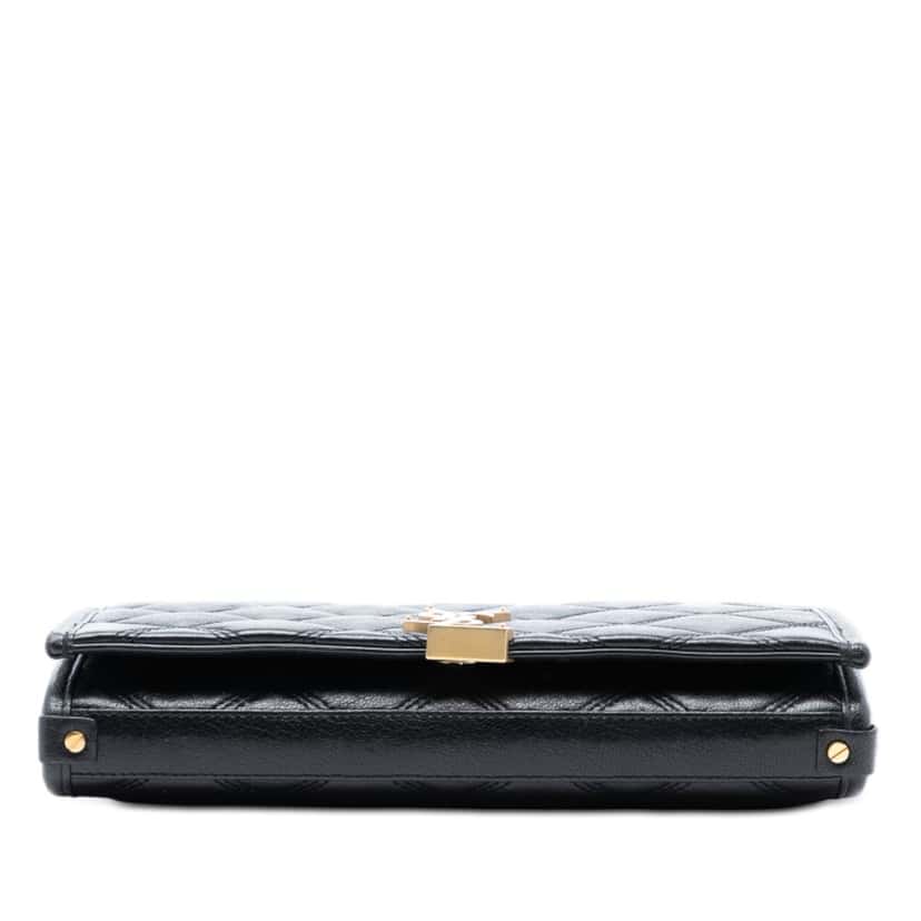 Saint Laurent Quilted Diamond Lambskin Becky Wallet on Chain Black Leather Very good condition - Inside View