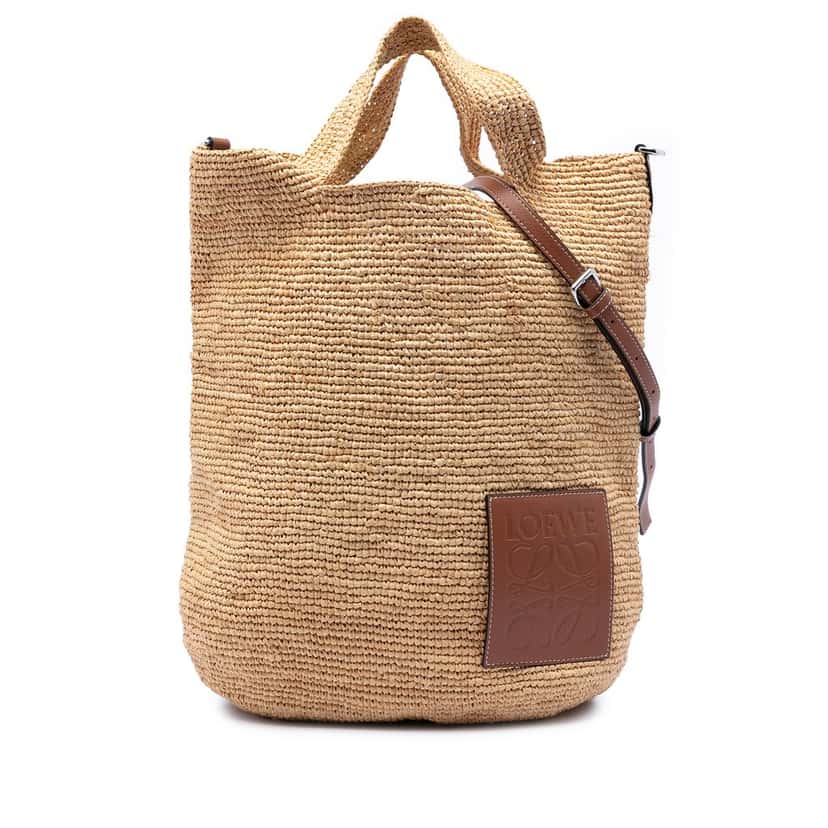 Loewe Raffia Slit Satchel Beige Very good condition - Front View