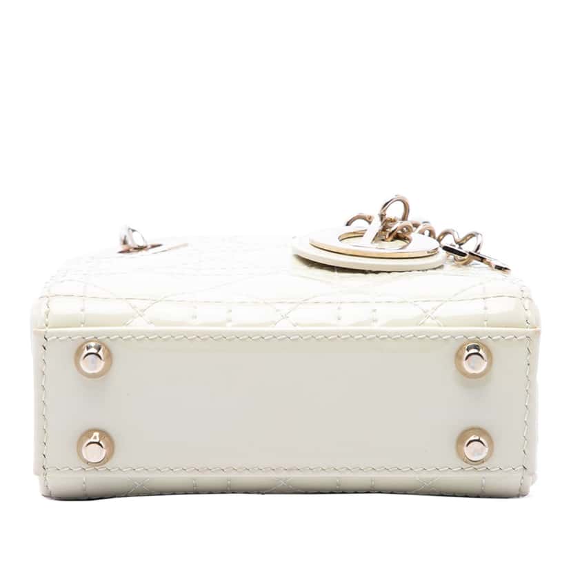 Dior Micro Patent Cannage Lady Dior White Leather Very good condition - Inside View