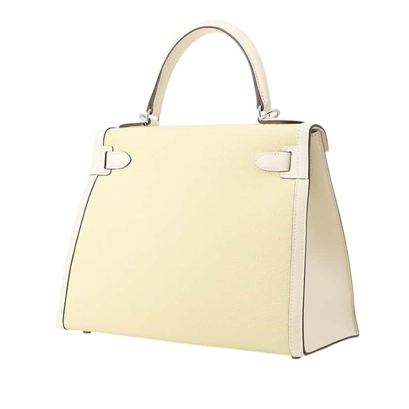 Hermès Toile H and Swift Kelly II Sellier 28 Yellow Very good condition - Back View