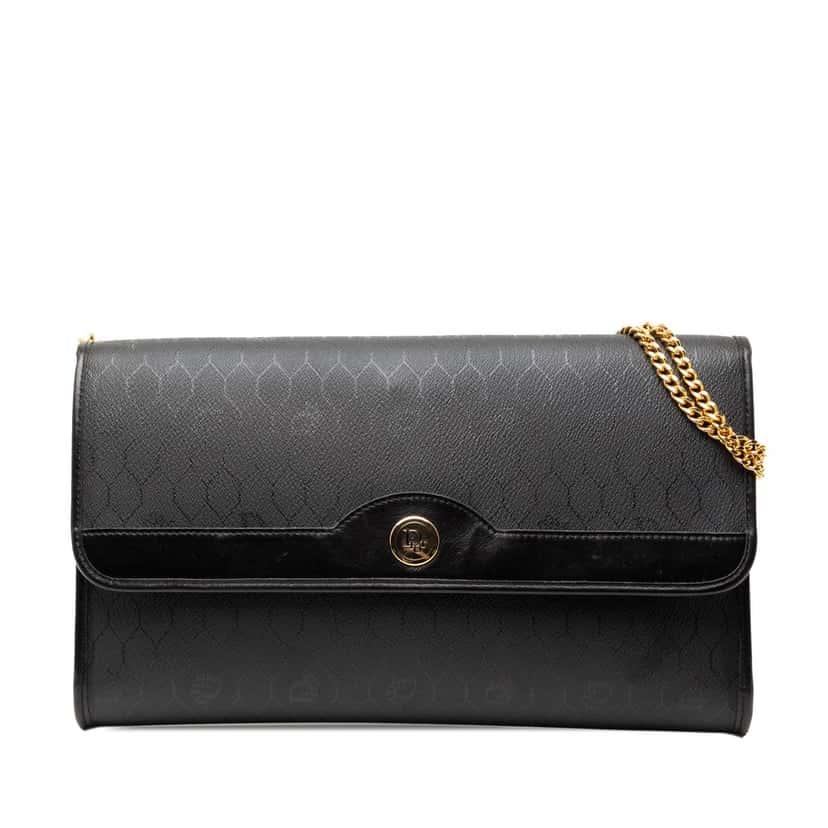 Dior Honeycomb Coated Canvas Chain Crossbody Black Very good condition - Front View