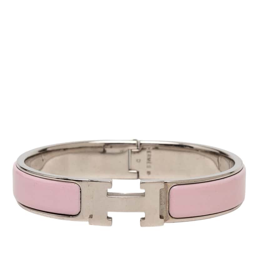 Hermès Narrow Enamel Clic H Bracelet PM Pink Very good condition - Front View