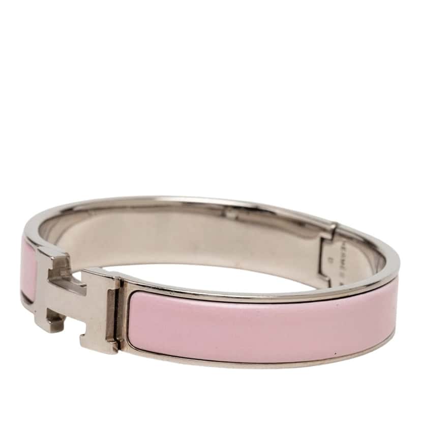 Hermès Narrow Enamel Clic H Bracelet PM Pink Very good condition - Back View