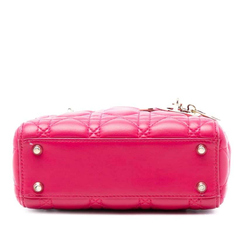 Dior Mini Lambskin Cannage Lady Dior Pink Leather Very good condition - Inside View