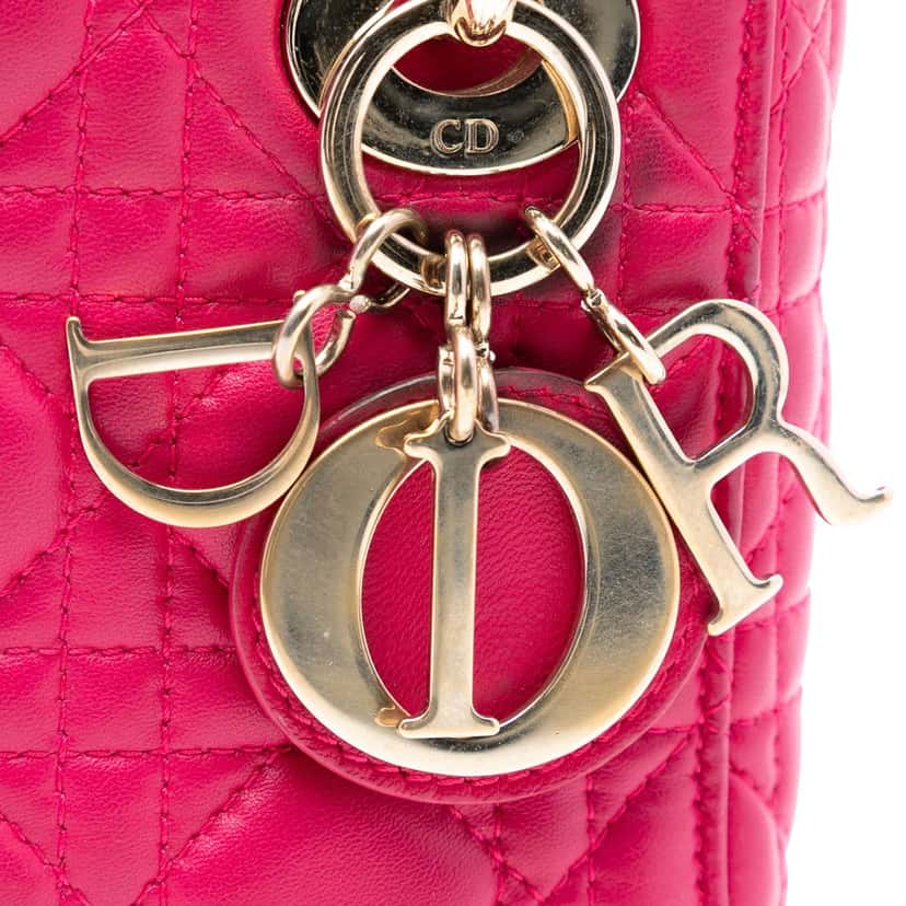 Dior Mini Lambskin Cannage Lady Dior Pink Leather Very good condition - Box View