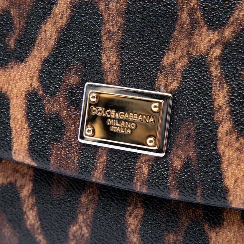 Dolce & Gabbana Mini Leopard Print Calfskin Miss Sicily Satchel Brown Leather Very good condition - Box View