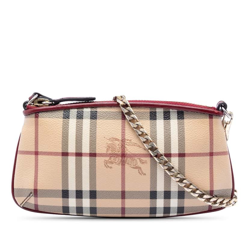 Burberry Haymarket Check Coated Canvas Clara Pochette Beige Very good condition - Front View