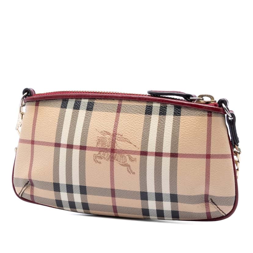 Burberry Haymarket Check Coated Canvas Clara Pochette Beige Very good condition - Back View