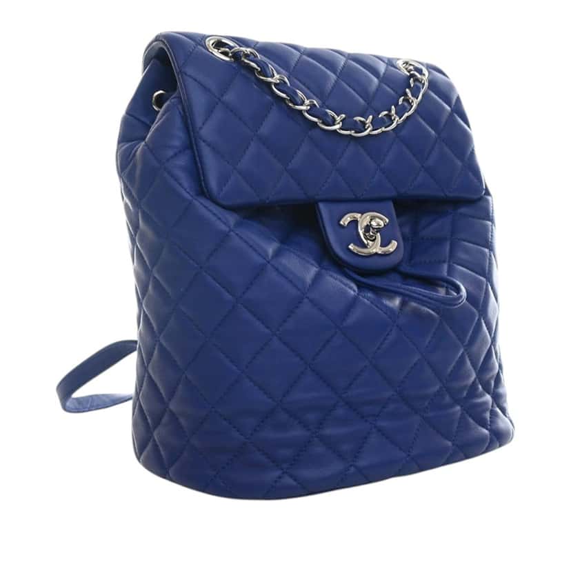 Chanel Small Lambskin Urban Spirit Backpack Blue Leather Very good condition - Back View