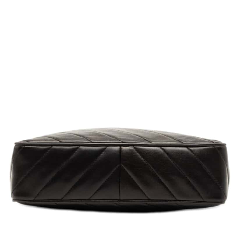 Chanel CC Diagonal Quilted Lambskin Tassel Camera Bag Black Leather Very good condition - Inside View