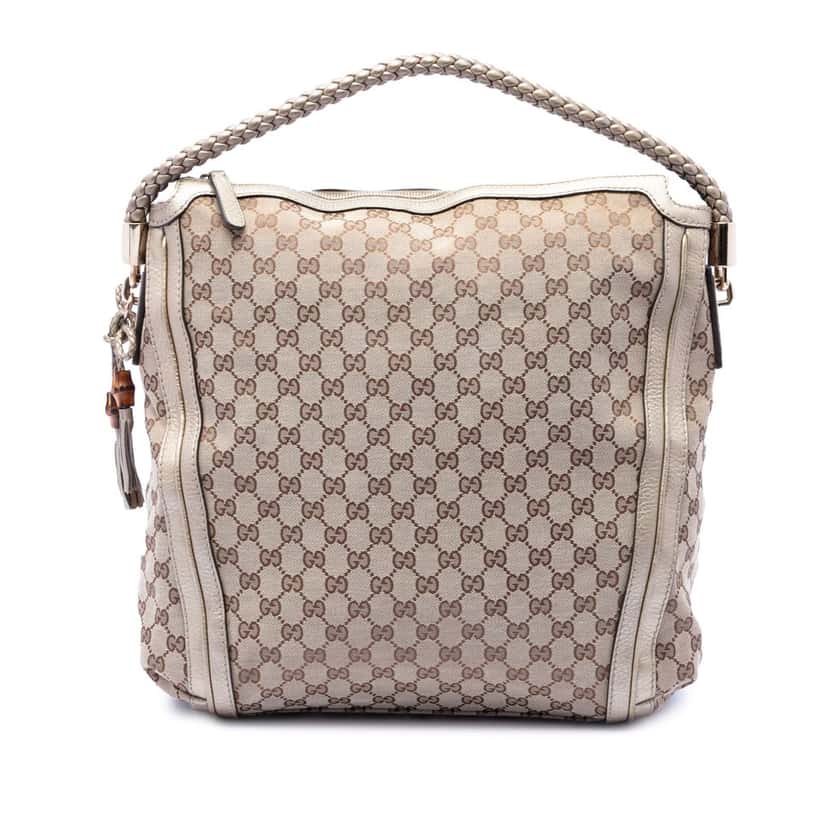 Gucci Large GG Canvas Bella Shoulder Bag Beige Very good condition - Front View