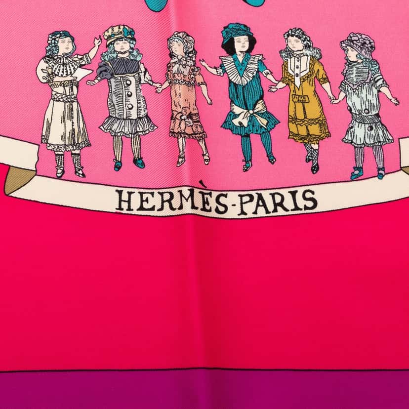 Hermès Hello Dolly Silk Scarf 90 Pink Very good condition - Inside View