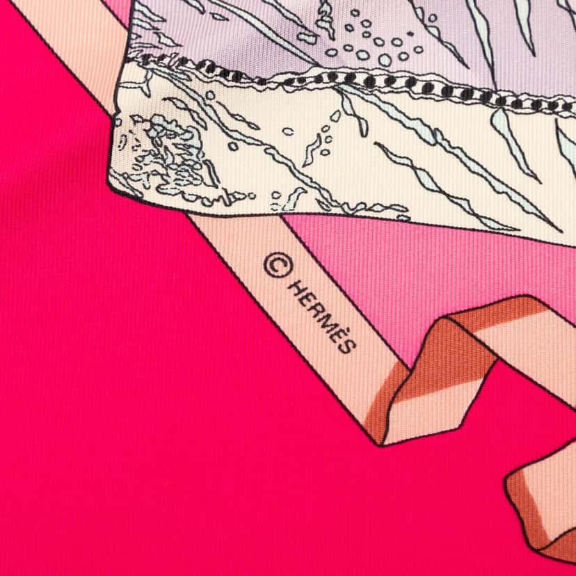 Hermès Hello Dolly Silk Scarf 90 Pink Very good condition - Box View