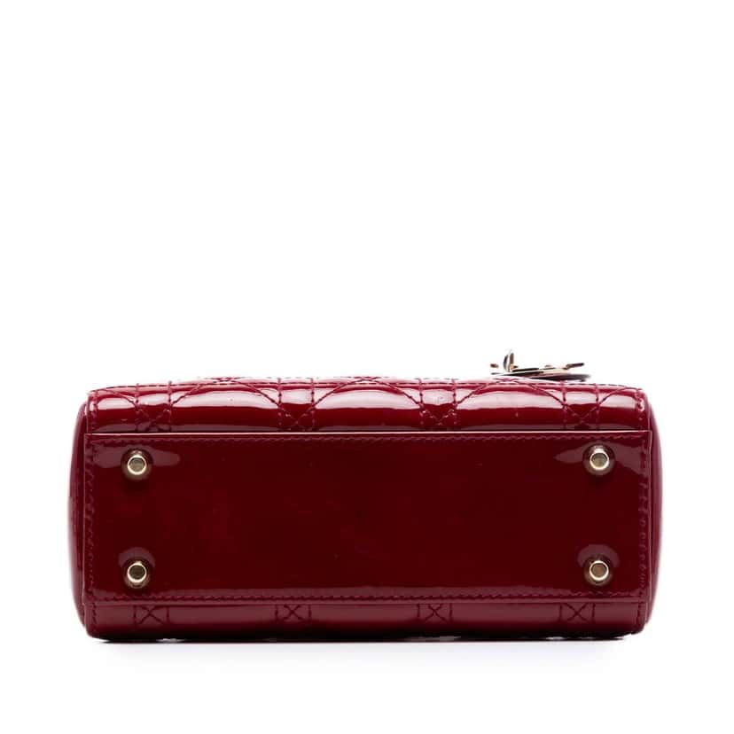 Dior Mini Patent Cannage Lady Dior Red Leather Very good condition - Inside View