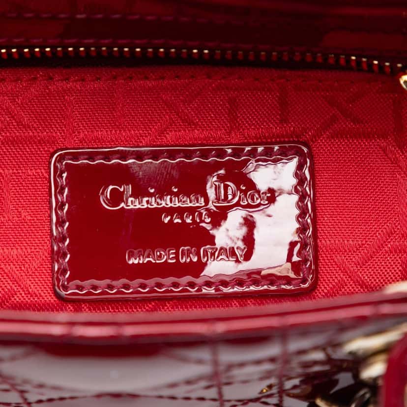 Dior Mini Patent Cannage Lady Dior Red Leather Very good condition - Box View