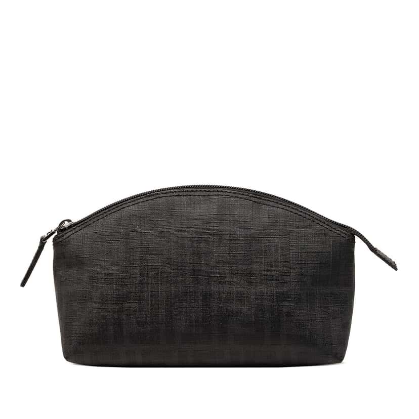 Fendi Zucca Coated Canvas Cosmetic Pouch Black Very good condition - Front View