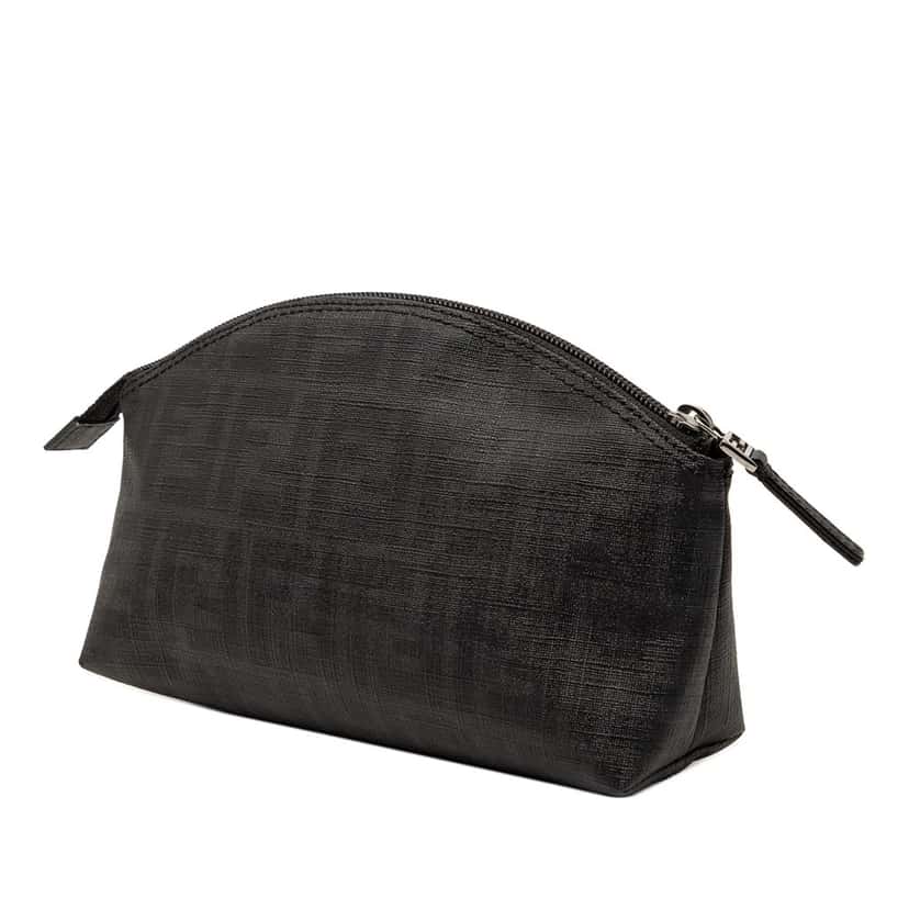Fendi Zucca Coated Canvas Cosmetic Pouch Black Very good condition - Back View