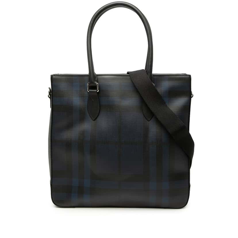 Burberry London Check Coated Canvas Kenneth Satchel Blue Very good condition - Front View