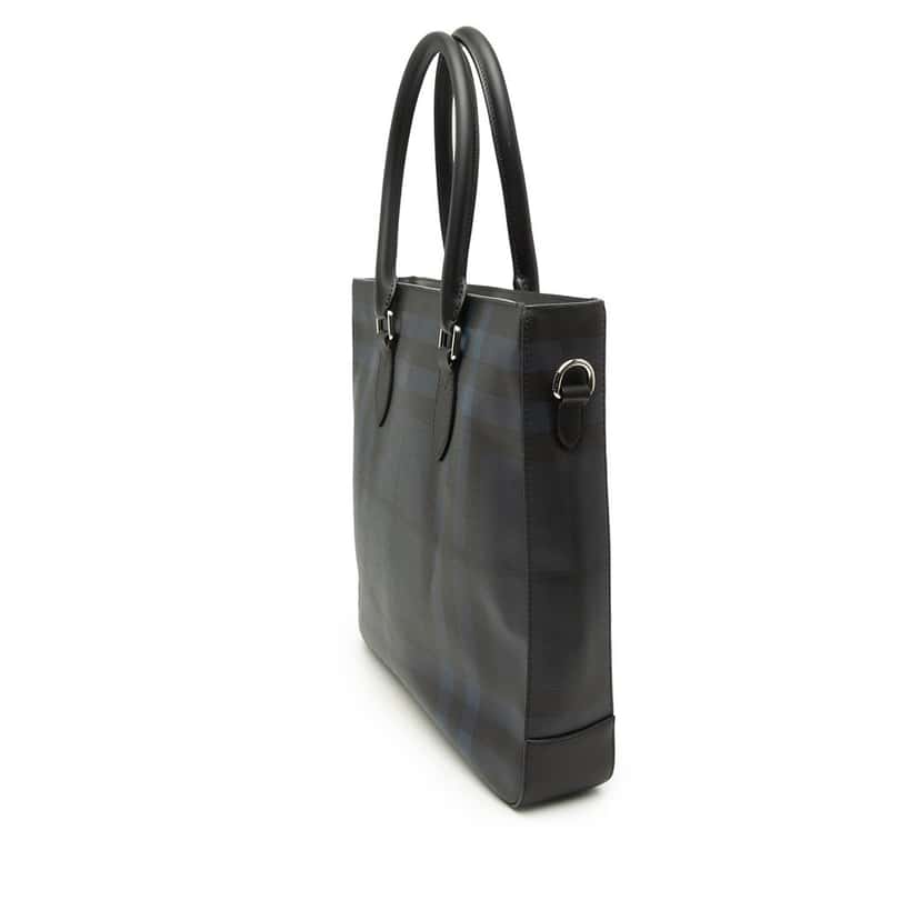 Burberry London Check Coated Canvas Kenneth Satchel Blue Very good condition - Back View