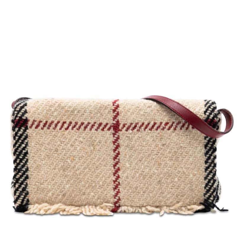 Burberry Mega Check Wool Shoulder Bag Beige Very good condition - Front View