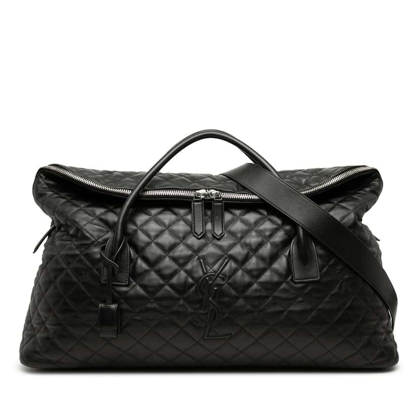 Saint Laurent Quilted Calfskin ES Giant Travel Bag Black Leather Very good condition - Front View