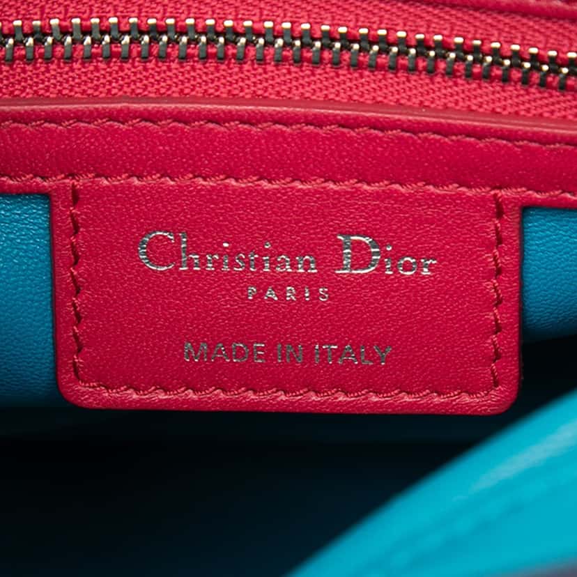 Dior Medium Tricolor Lambskin Cannage Lady Dior Blue Leather Very good condition - Box View