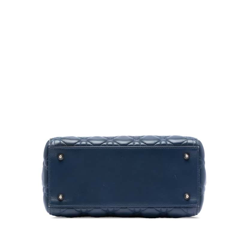 Dior Medium Ombre Lambskin Cannage Lady Dior Blue Leather Very good condition - Inside View