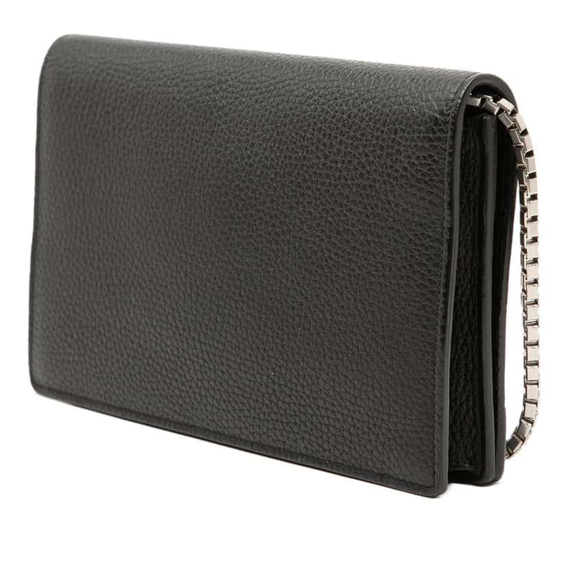 Balenciaga Leather Metal Plate City Wallet on Chain Black Leather Very good condition - Back View