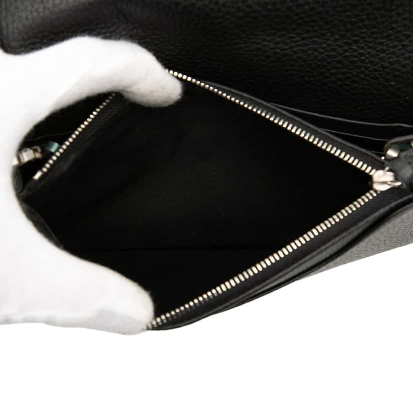 Balenciaga Leather Metal Plate City Wallet on Chain Black Leather Very good condition - Model View