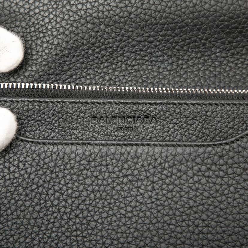 Balenciaga Leather Metal Plate City Wallet on Chain Black Leather Very good condition - Box View