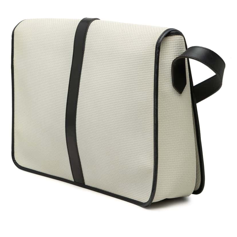Saint Laurent Leather Trimmed Canvas Messenger Bag White Very good condition - Back View
