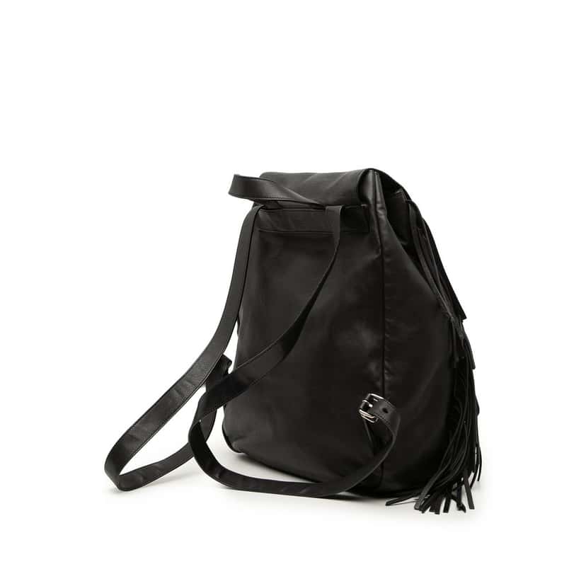 Saint Laurent Calfskin Fringe Festival Backpack Black Leather Good condition - Back View