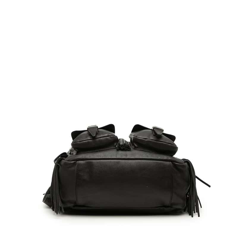 Saint Laurent Calfskin Fringe Festival Backpack Black Leather Good condition - Inside View