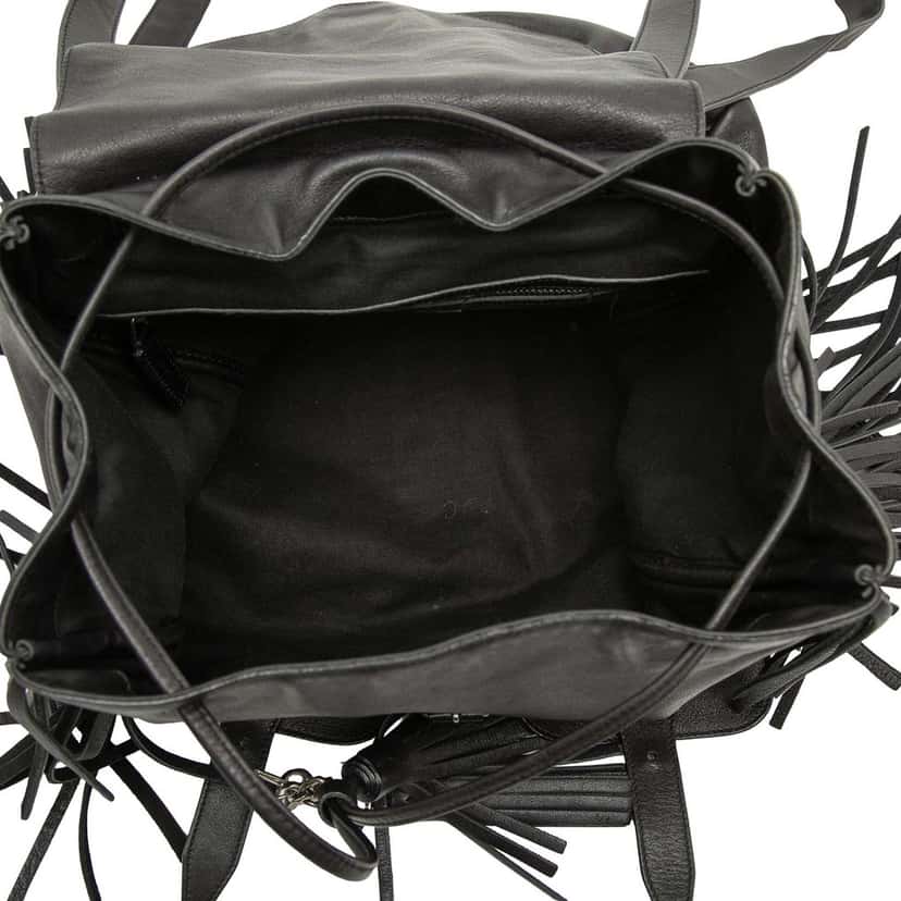Saint Laurent Calfskin Fringe Festival Backpack Black Leather Good condition - Model View