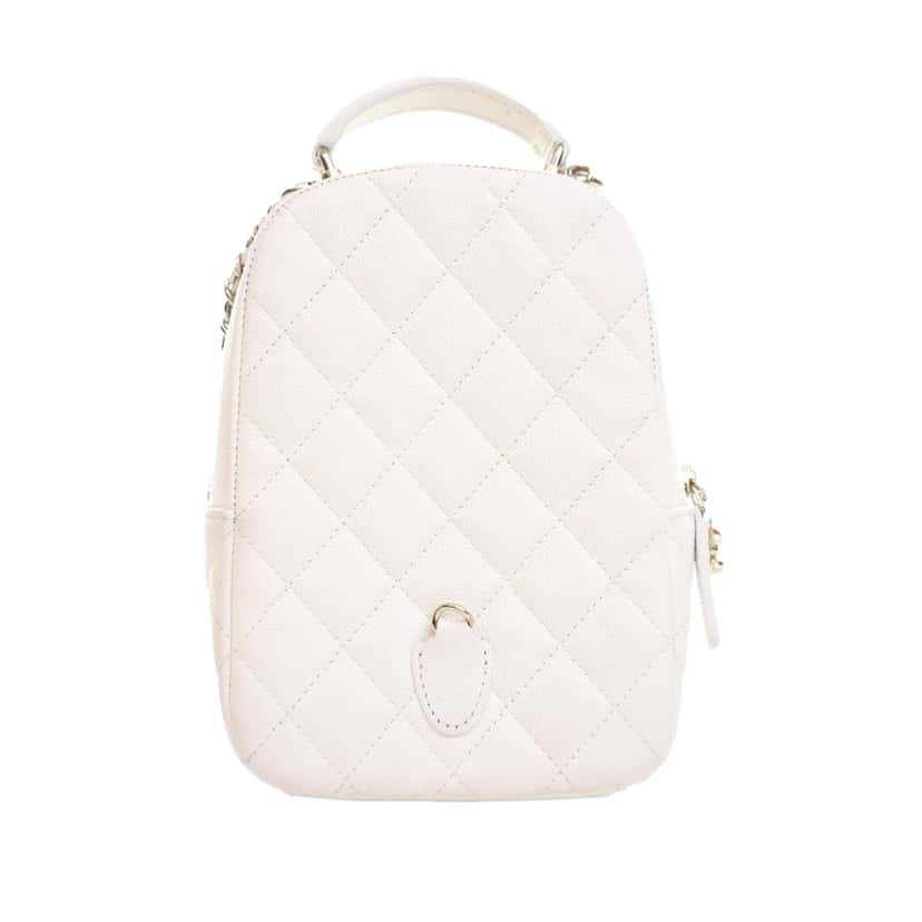 Chanel Mini CC Quilted Caviar Backpack White Leather Very good condition - Model View
