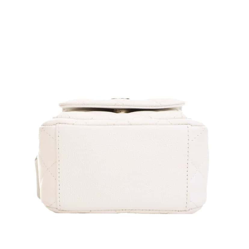 Chanel Mini CC Quilted Caviar Backpack White Leather Very good condition - Box View