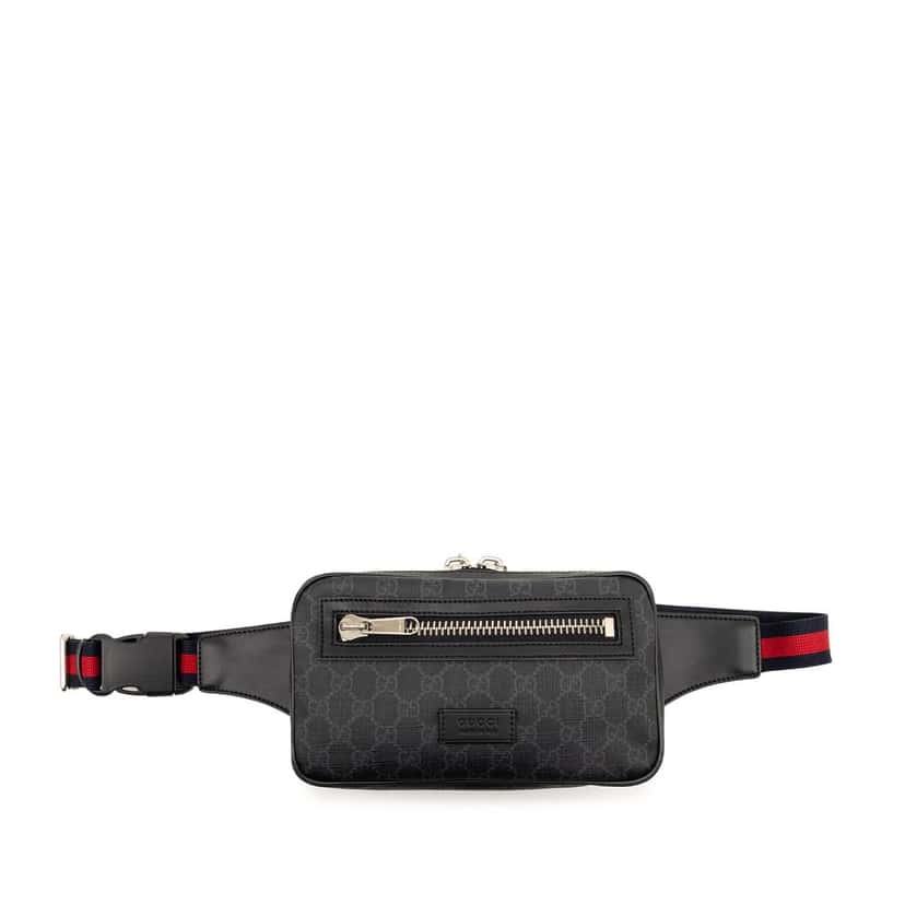 Gucci GG Supreme Web Belt Bag Black Very good condition - Front View
