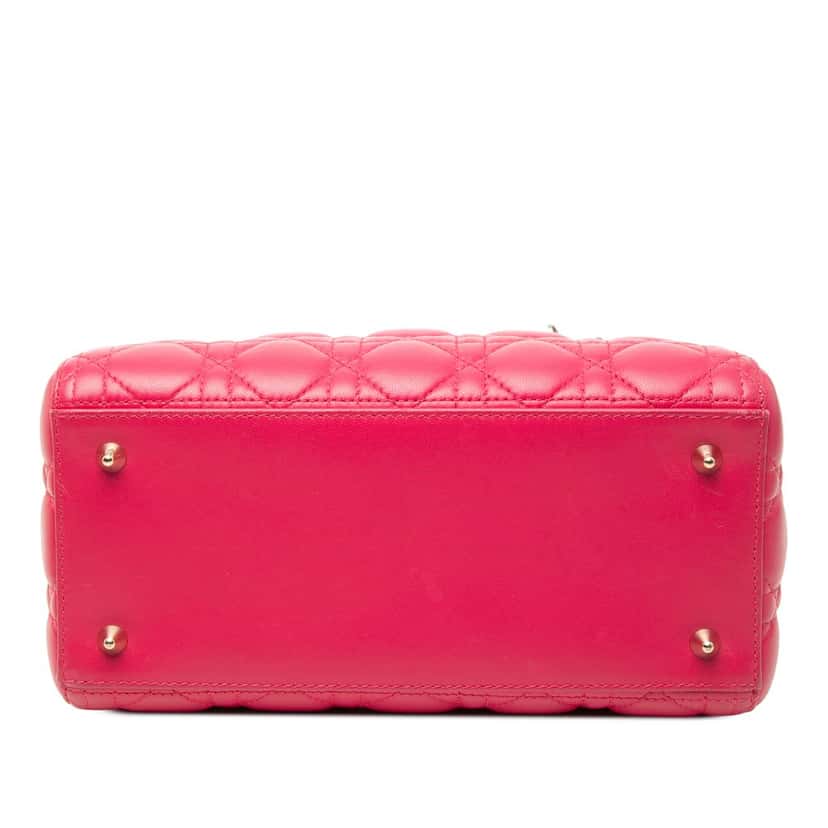 Dior Medium Lambskin Cannage Lady Dior Pink Leather Very good condition - Inside View