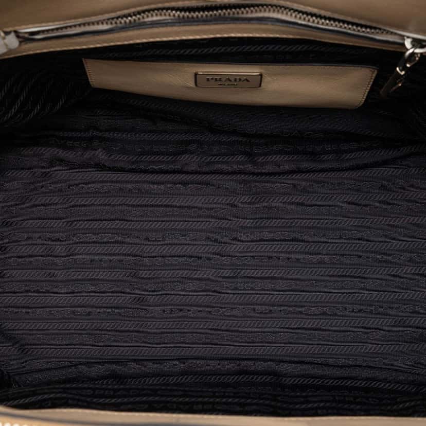 Prada Bicolor Glace Calf Twin Pocket Double Handle Satchel Beige Leather Very good condition - Model View