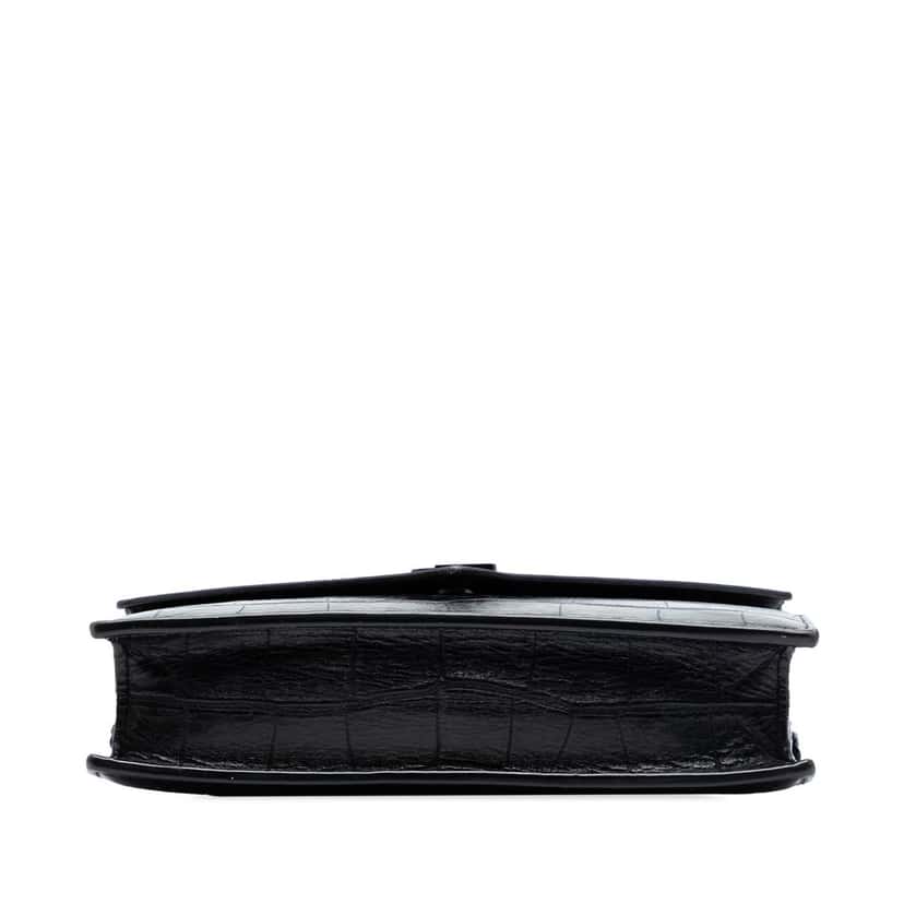 Saint Laurent Croc Embossed Leather Monogram Monochrome Envelope Chain Wallet Black Leather Very good condition - Inside View