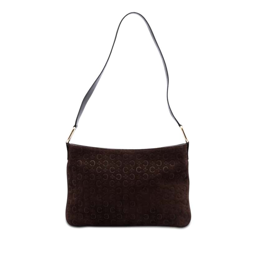 Celine C Macadam Suede Shoulder Bag Brown Leather Very good condition - Front View