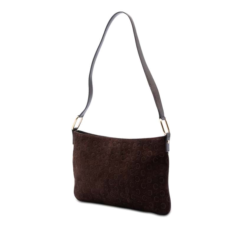 Celine C Macadam Suede Shoulder Bag Brown Leather Very good condition - Back View