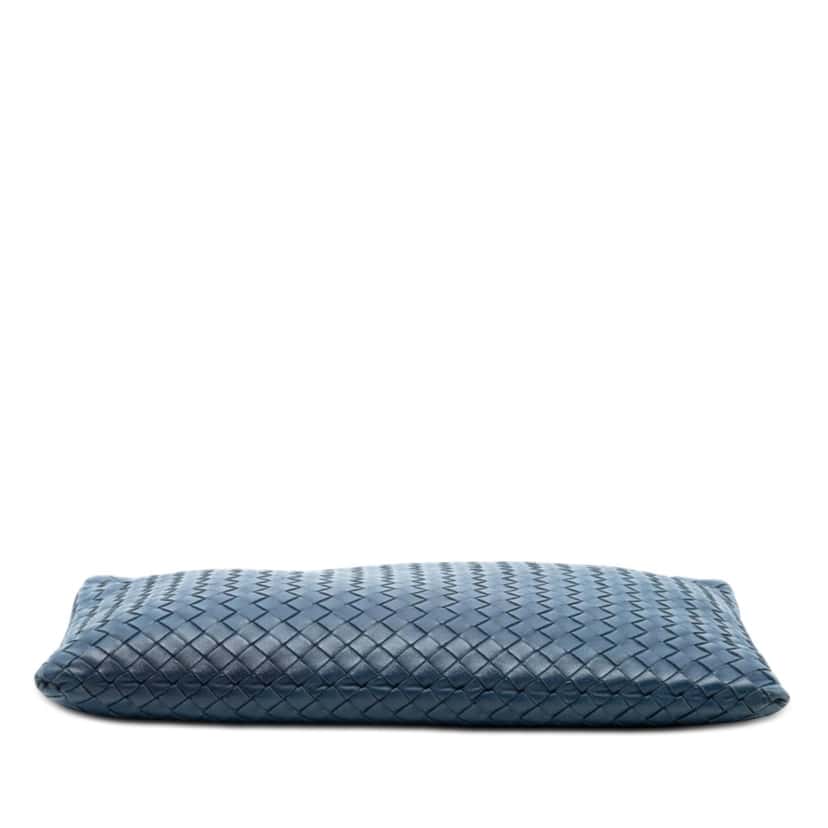 Bottega Veneta Large Nappa Intrecciato Flat Zip Biletto Pouch Blue Leather Very good condition - Inside View